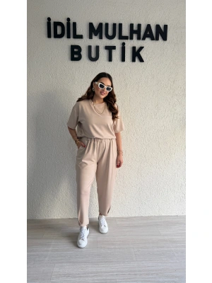 Bej Kısa Kol Modal Takım