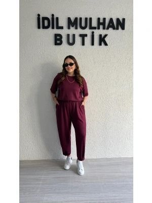 Bordo Kısa Kol Modal Takım