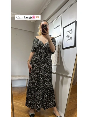 Cam Kırığı Madonna Yaka Elbise