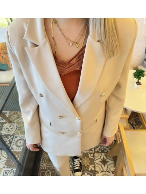 Double Krep Krem Ceket