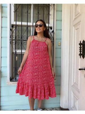 Kırmızı Askılı Elbise