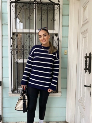 Lacivert Çizgili Kazak