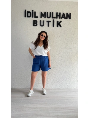 Lacivert Müslin Şort