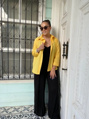 Limon Sarısı Oversize Poplin Gömlek