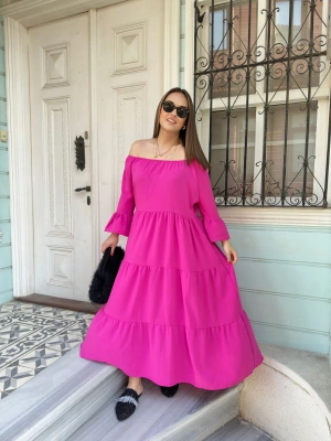 Madonna Yaka Pembe Elbise