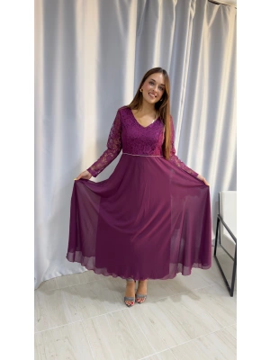 Mor Güpürlü Abiye