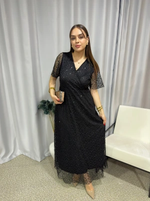 Örümcek Payet Büyük Beden Elbise