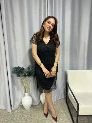 Örümcek Payet Midi Boy Elbise