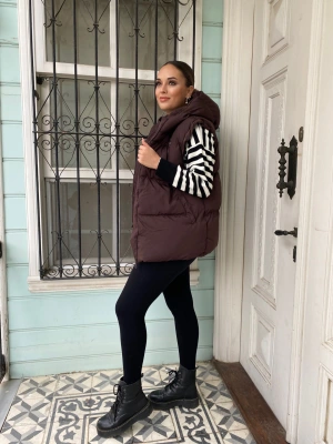 Oversize Kahverengi Şişme Yelek