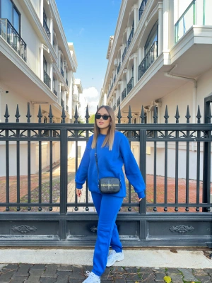 Saks Mavisi Üç İplik Eşofman Takımı