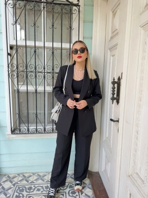 Siyah Double Krep Takım