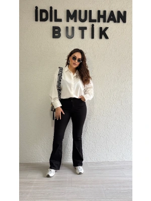 Siyah İspanyol Paça Jean