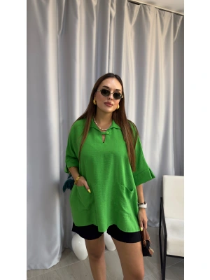 Yeşil Keten Bluz