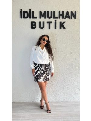 Zebra Desenli Şort Etek
