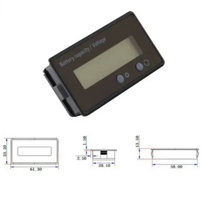 12-84V LCD Batarya Kapasite - Voltaj Göstergesi
