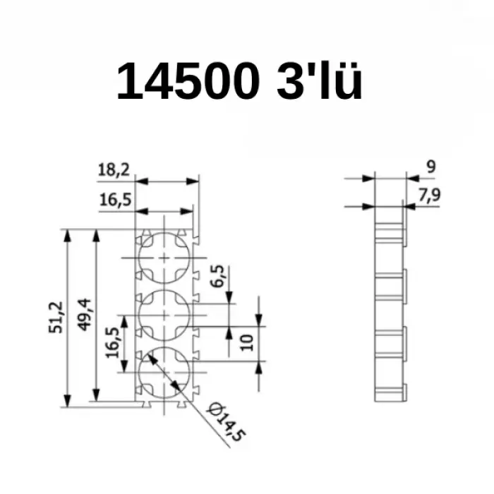 14500 3lü Pil Tutucu