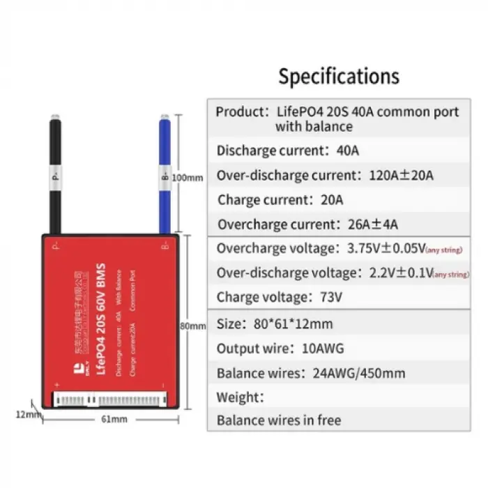 Daly 20S 40A LiFePO4 BMS