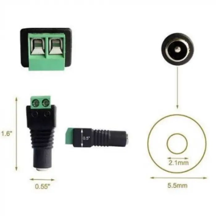 Klemensli Barrel Jack Erkek+Dişi