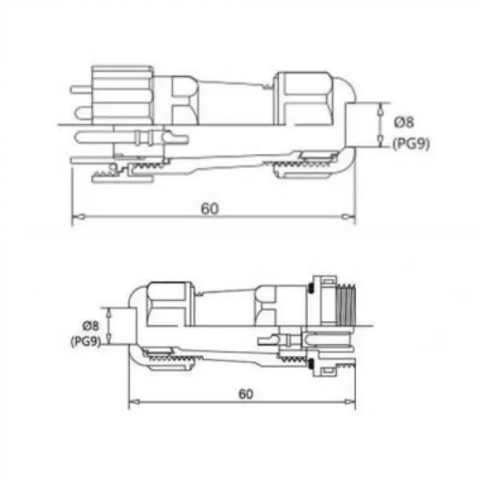 SD16 2-Pin 16 mm Su Geçirmez Konnektör Takımı