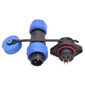 SD13 2-Pin 13 mm Su Geçirmez Konnektör Takımı (Flanşlı Panel Tipi)