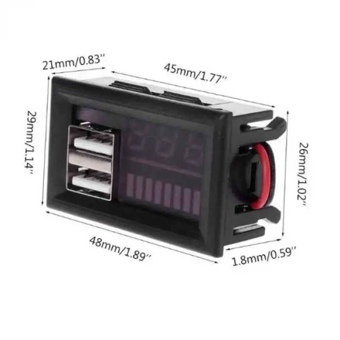 12V Çift USBli Akü Kapasite Göstergesi