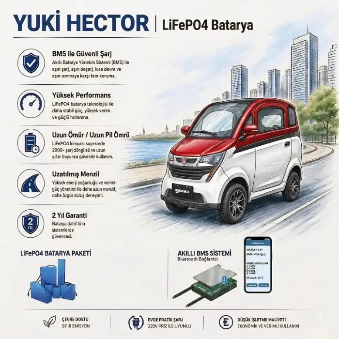YUKİ HECTOR Uyumlu 72 Volt 60 Ah LiFePO4 Smart Batarya