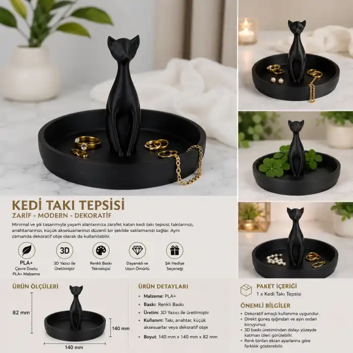 Dekoratif Kedi Takı Tabağı
