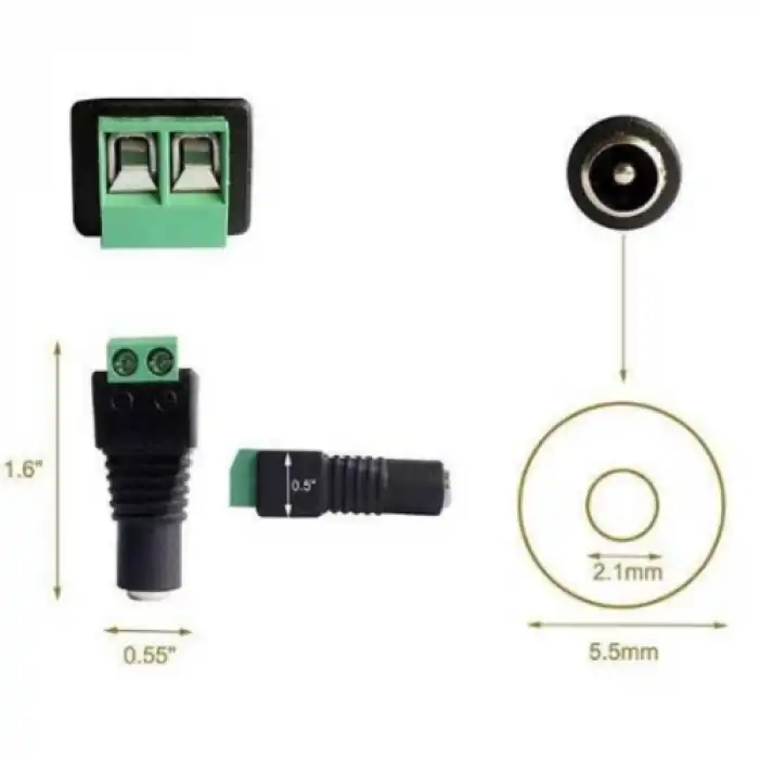 Klemensli Barrel Jack Erkek+Dişi