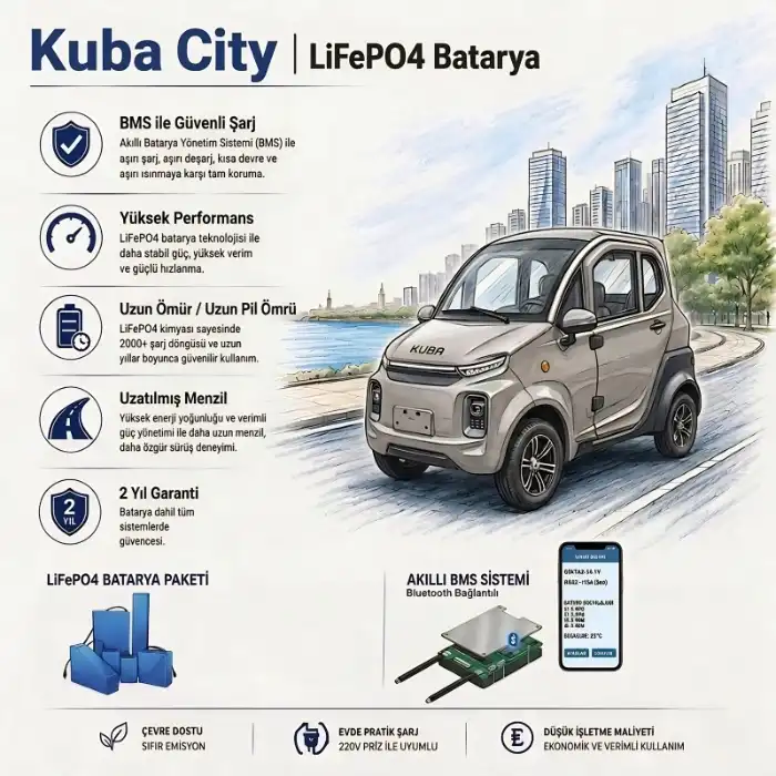 Kuba City Uyumlu 72 Volt 96 Ah LiFePO4 Smart Batarya
