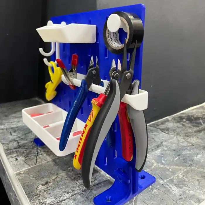 Masaüstü Ayaklı Pegboard Düzenleyici Pano Seti | 7 Parça Atölye Aksesuarlı Organizer (Skadis Uyumlu)