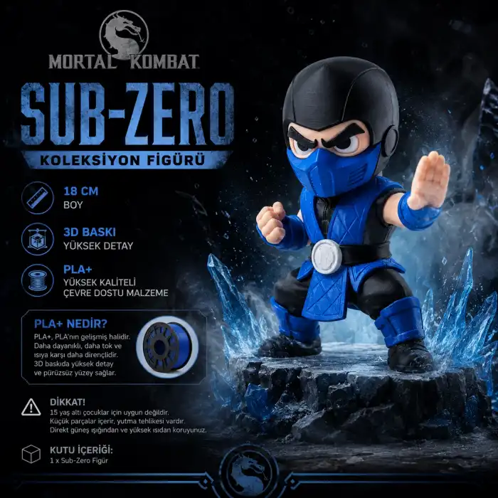 Sub-Zero Figürü | 18 CM | PLA+ 3D Baskı