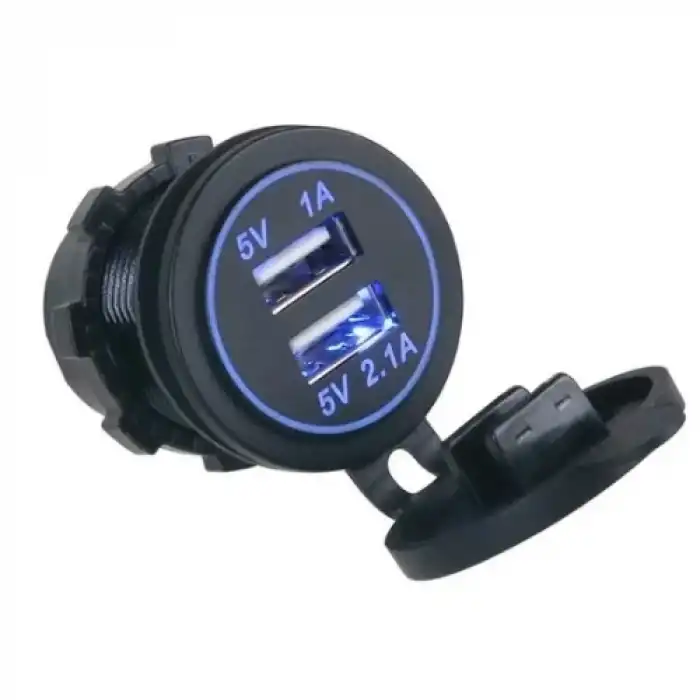 USB Şarj Portu Silikon Kapaklı 2 Çıkışlı (12-32V)