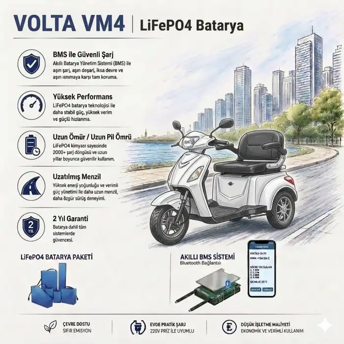 Volta VM4 Uyumlu 60 Volt 30 Ah LiFePO4 Smart Batarya