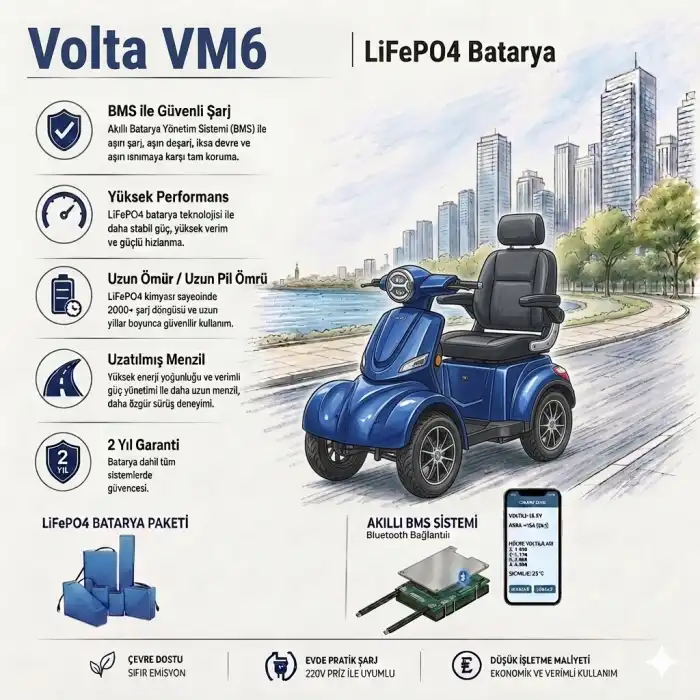 Volta VM6 Uyumlu 60 Volt 30 Ah LiFePO4 Smart Batarya