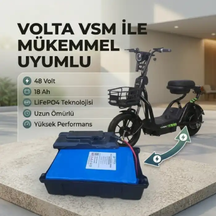Volta VSM Uyumlu 48 Volt 18 Ah LiFePO4 Batarya