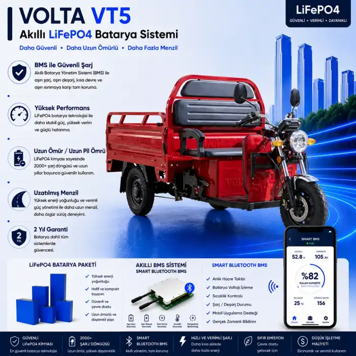 Volta VT5 Uyumlu 72 Volt 60 Ah LiFePO4 Smart Batarya