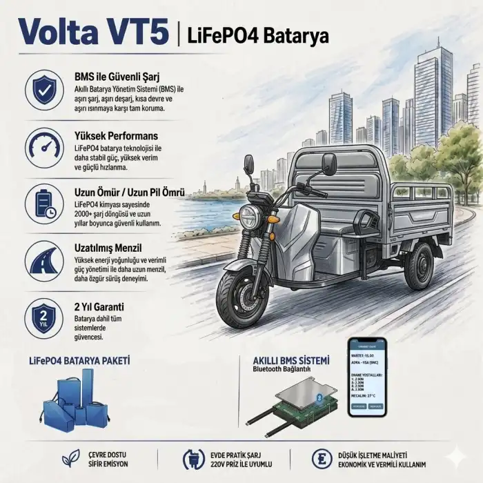 Volta VT5 Uyumlu 72 Volt 60 Ah LiFePO4 Smart Batarya