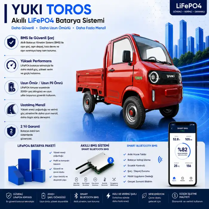 Yuki TOROS Uyumlu 72 Volt 102 Ah LiFePO4 Smart Batarya