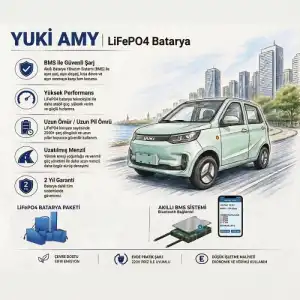 YUKİ AMY Uyumlu 72 Volt 96 Ah LiFePO4 Smart Batarya