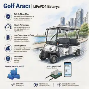 Golf Aracı Uyumlu 72 Volt 102 Ah LiFePO4 Smart Batarya