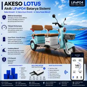 Akeso Lotus Uyumlu 72 Volt 30 Ah LiFePO4 Smart Batarya