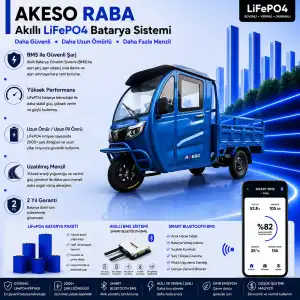 Akeso Raba Uyumlu 72 Volt 102 Ah LiFePO4 Smart Batarya