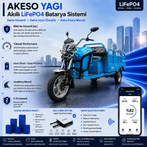 Akeso Yagi Uyumlu 72 Volt 30 Ah LiFePO4 Smart Batarya