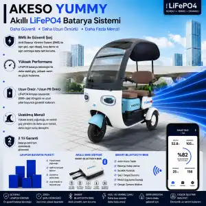 Akeso Yummy Uyumlu 60 Volt 30 Ah LiFePO4 Smart Batarya