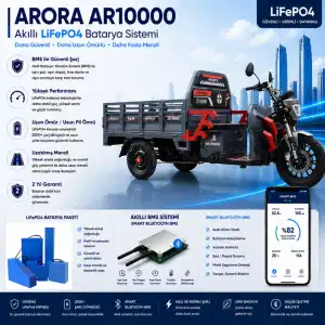 Arora AR10000 Uyumlu 72 Volt 48 Ah LiFePO4 Smart Batarya