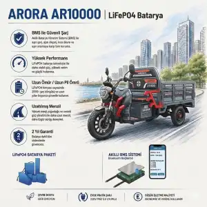 Arora AR10000 Uyumlu 72 Volt 60 Ah LiFePO4 Smart Batarya