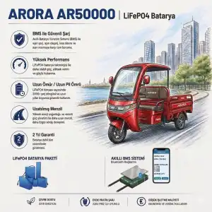 Arora AR50000 Uyumlu 72 Volt 102 Ah LiFePO4 Smart Batarya