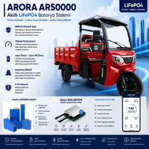 Arora AR50000 Uyumlu 72 Volt 60 Ah LiFePO4 Smart Batarya