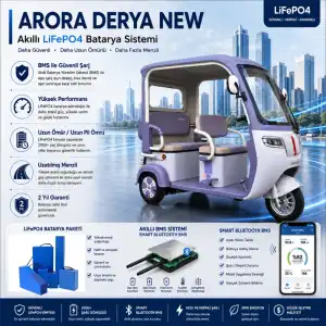 Arora Derya New Uyumlu 72 Volt 30 Ah LiFePO4 Smart Batarya