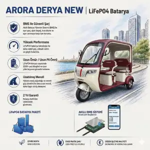 Arora Derya New Uyumlu 72 Volt 48 Ah LiFePO4 Smart Batarya